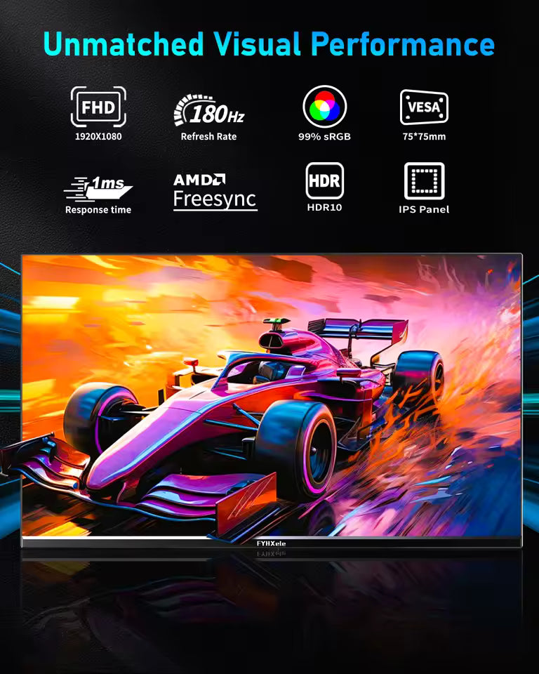 FYHXele 24 Zoll 180 Hz Gaming-Monitor 1K FHD Computer-Display 1 ms Reaktionszeit Augenpflege-Bildschirm LCD-Unterstützung HDR G-Sync VESA Mağazam